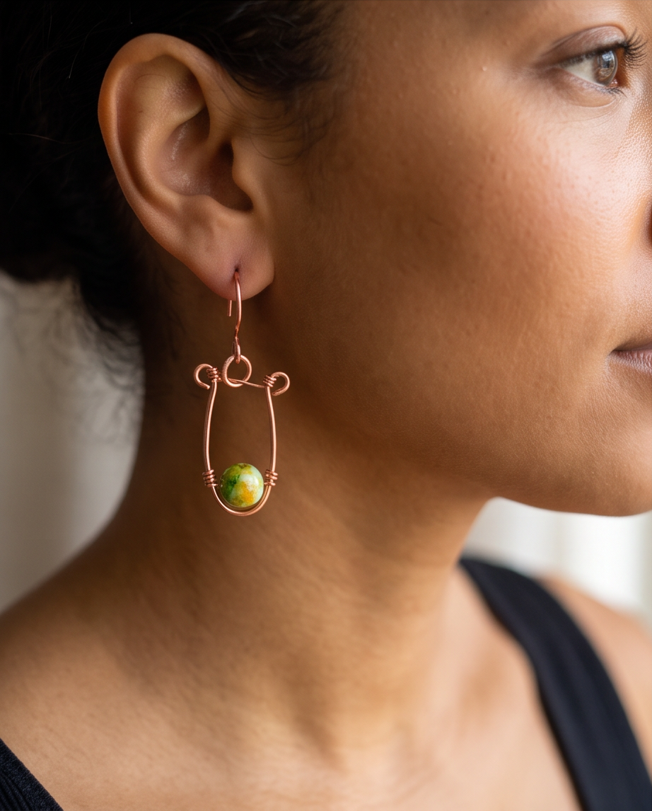 Citrus Grove Copper-Tone Beaded Dangle Earrings