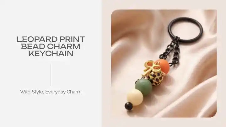 Leopard Print Bead Charm Keychain 