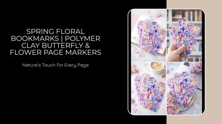 Spring Floral Bookmarks | Polymer Clay Butterfly & Flower Page Markers by@Outfy